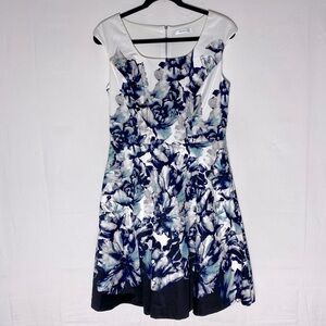 Ricki’s Blue White Floral Fit & Flare Cap Sleeve Midi Dress 6